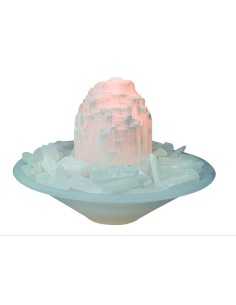 Standardbrunnen - Selenit Brunnenstein, Glasschale, Chips, Pumpe und Plexiglasscheibe