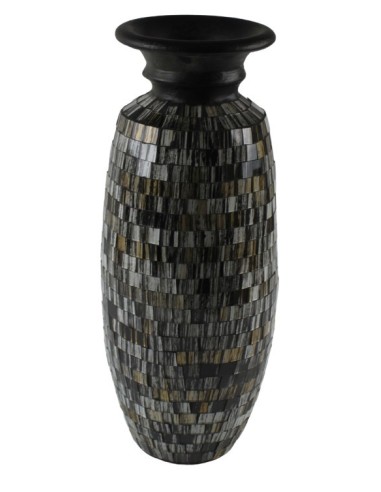 Vase Mosaik 40 cm, weiß/grau