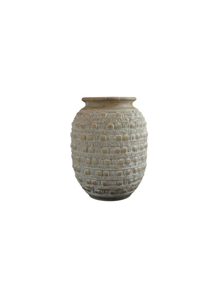 Vase "Tutul" 30x20 cm Albesiaholz weiß mit Musterung