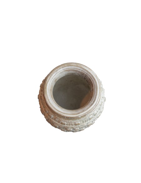 Vase "Tutul" 30x20 cm Albesiaholz weiß mit Musterung