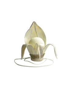 Lampe Bananenblatt in White Wash mit Gold finish Garnkugel
ca. 40 x 22 cm
inkl. Elektromaterial & Leuchtmittel
Indonesien