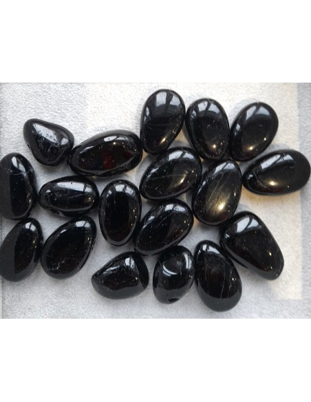 Trommelstein Turmalin schwarz gebohrt ovale Formen A-Qualität Brasilien