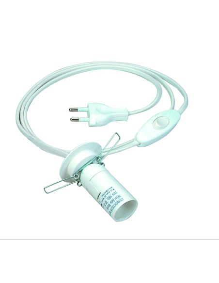 Elektromaterial Länge 168 cm mit Stecker
Schnurschalter, Fassung
Doppelfeder und Stufenscheibe in weiß