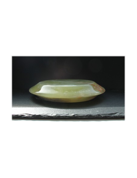 Teelichthalter aus Onyxmarmor "Ufo" - 3 Bohrungen, ca. 15 x 2,5 cm / 6 x 1 inch
Pakistan von unten