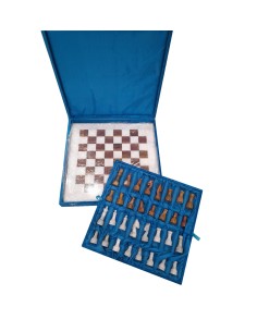 Schachspiel aus Onyxmarmor ca. 40 cm/16 inch,
32 Schachfiguren, 1 Schachbrett
in türkis-blauer Geschenkverpackung
Pakistan