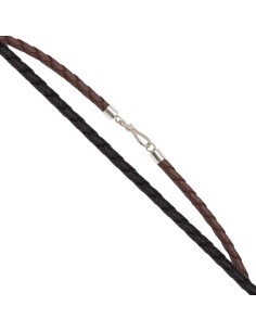 Lederband geflochten Ø ca. 3 mm - dunkelbraun Länge ca. 45 cm
925er Silberverschluss