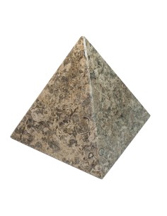 Pyramide aus Fossilienmarmor hell - 10 cm
