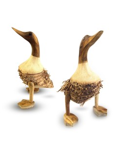 Ente ohne Stiefel, ca. 20 - 30 cm Teak- und Bambusholz
