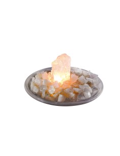 Standardbrunnen - Bergkristall komplett mit Brunnenstein, Glasschale, Chips, Pumpe und Plexiglasscheibe