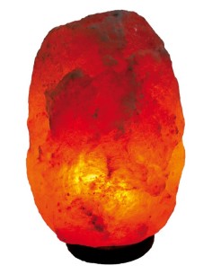 Salzkristall-Lampe ca. 6 - 9 kg inkl. Holzsockel & Elektromaterial Herkunft: Saltrange in Pakistan